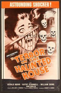 6x079 MY WORLD DIES SCREAMING pressbook '58 screaming girl & skulls, Terror in the Haunted House!