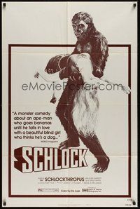 6x270 SCHLOCK style B 1sh R77 John Landis horror comedy, wacky art of ape man carrying sexy girl!