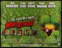 6x064 MARS ATTACKS! subway poster '96 directed by Tim Burton, great image of many alien brains!
