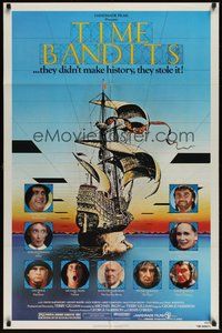 6x285 TIME BANDITS 1sh '81 John Cleese, Sean Connery, art by director Terry Gilliam!
