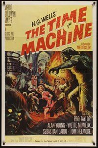 6x286 TIME MACHINE 1sh '60 H.G. Wells, George Pal, great Reynold Brown sci-fi artwork!