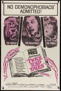6x290 TWICE TOLD TALES 1sh '63 Vincent Price, Nathaniel Hawthorne, a trio of unholy horror!