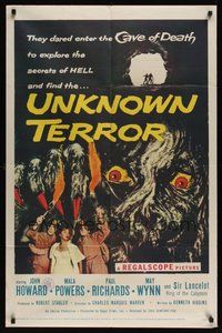 6x292 UNKNOWN TERROR 1sh '57 they dared enter the Cave of Death to explore the secrets of HELL!