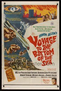 6x300 VOYAGE TO THE BOTTOM OF THE SEA 1sh '61 fantasy sci-fi art of scuba divers & monster!