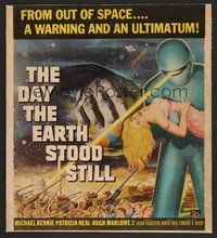 6x037 DAY THE EARTH STOOD STILL linen WC '51 Robert Wise, classic art of Gort holding Patricia Neal!