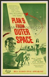 6x043 PLAN 9 FROM OUTER SPACE Benton REPRO WC '58 directed by Ed Wood, arguably worst movie ever!