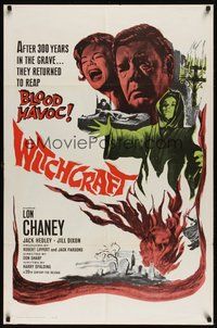 6x307 WITCHCRAFT 1sh '64 Lon Chaney Jr, they returned after 300 years to reap BLOOD HAVOC!