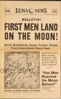 6x070 FIRST MEN IN THE MOON herald '64 Ray Harryhausen, H.G. Wells, cool newspaper bulletin!
