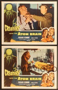 6x543 CREATURE WITH THE ATOM BRAIN 4 LCs '55 logo art of Richard Denning, creepy zombie John Launer!