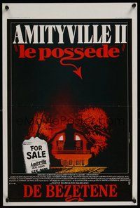 6y321 AMITYVILLE II Belgian '82 The Possession, cool Landi art of haunted house!