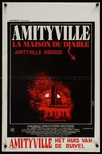 6y320 AMITYVILLE HORROR Belgian '79 great image of haunted house, for God's sake get out!