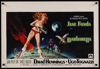 6y325 BARBARELLA Belgian '68 sexiest sci-fi art of Jane Fonda by Robert McGinnis, Roger Vadim!