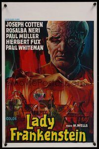 6y398 LADY FRANKENSTEIN Belgian '74 La figlia di Frankenstein, sexy Italian horror art!