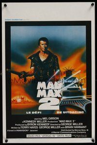 6y401 MAD MAX 2: THE ROAD WARRIOR Belgian '81 art of Mel Gibson returning as Mad Max!