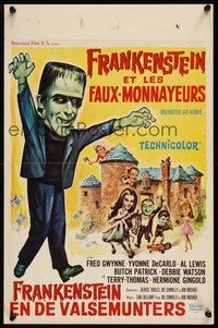 6y407 MUNSTER GO HOME Belgian '66 great art of Fred Gwynn & entire wacky monster family!