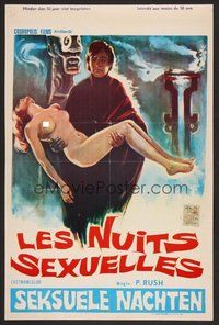 6y411 NIGHT OF THE DAMNED Belgian '71 Filippo Walter Ratti, art of man carrying naked woman!