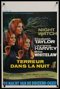 6y413 NIGHT WATCH Belgian '73 Elizabeth Taylor, Laurence Harvey, Billie Whitelaw!