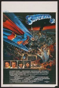6y441 SUPERMAN II Belgian '81 Christopher Reeve, Terence Stamp, Gouzee art over New York City!