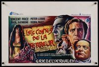 6y443 TALES OF TERROR Belgian '62 great art of Peter Lorre, Vincent Price & Basil Rathbone!