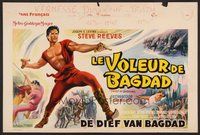 6y445 THIEF OF BAGHDAD Belgian '61 cool action artwork of daring Steve Reeves!