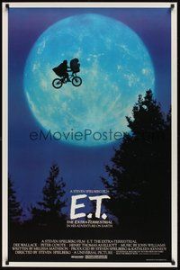 6y478 E.T. THE EXTRA TERRESTRIAL 1sh '82 Steven Spielberg classic, bike over the moon image!