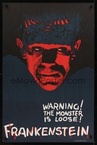 6y457 FRANKENSTEIN teaser S2 recreation 1sh 2000 great close up art of Boris Karloff as the monster!