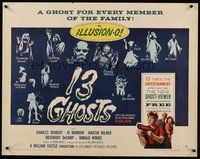 6y003 13 GHOSTS style B 1/2sh '60 William Castle, a ghost for every member of the family!