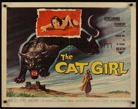 6y013 CAT GIRL 1/2sh '57 cool black panther & sexy girl art, to caress her is to tempt DEATH!