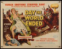 6y021 DAY THE WORLD ENDED signed 1/2sh '56 by Lori Nelson, great artwork of her & wacky monster!