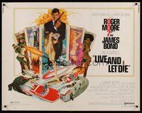 6y045 LIVE & LET DIE 1/2sh '73 art of Roger Moore as James Bond by Robert McGinnis!