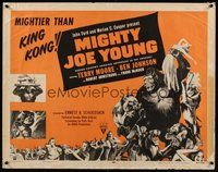 6y051 MIGHTY JOE YOUNG 1/2sh R57 first Ray Harryhausen, great art of ape rescuing girl from lions!