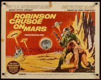 6y057 ROBINSON CRUSOE ON MARS 1/2sh '64 sci-fi art of Paul Mantee & his man Friday Victor Lundin!