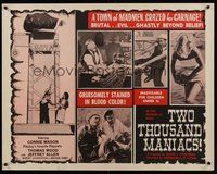 6y070 TWO THOUSAND MANIACS 1/2sh '64 Herschell Gordon Lewis' town of madmen crazed for carnage!