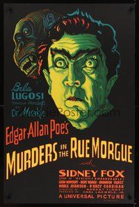 6y462 MURDERS IN THE RUE MORGUE S2 recreation 1sh 2000 great horror artwork of Bela Lugosi!