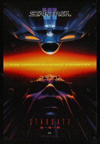 6y576 STAR TREK VI teaser 1sh '91 William Shatner, Leonard Nimoy, the Undiscovered Country!