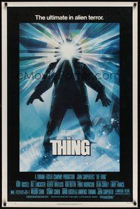 6y593 THING 1sh '82 John Carpenter, cool sci-fi horror art, the ultimate in alien terror!