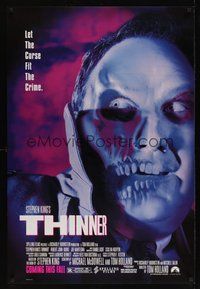 6y594 THINNER advance 1sh '96 Stephen King horror, creepy image of decaying face!