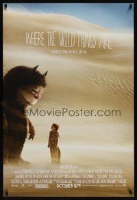 6y601 WHERE THE WILD THINGS ARE advance DS 1sh '09 Spike Jonze, cool image of monster & little boy!