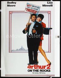 6z524 ARTHUR 2 color 11x14 '88 Alvin art of alcoholic Dudley Moore & Liza Minnelli, John Gielgud!