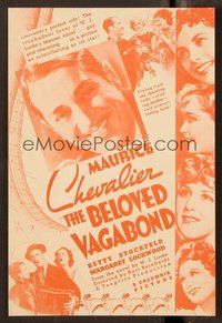 6z177 BELOVED VAGABOND herald '36 Maurice Chevalier, Betty Stockfeld & Margaret Lockwood!