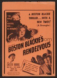 6z181 BOSTON BLACKIE'S RENDEZVOUS herald '45 Chester Morris on the trail of a strangler!