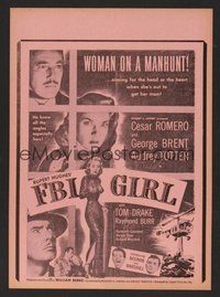 6z195 FBI GIRL herald '51 sexy full-length image of Audrey Totter, a woman on a man-hunt!