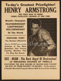 6z211 HENRY ARMSTRONG herald '40s boxing, the dark angel of destruction!