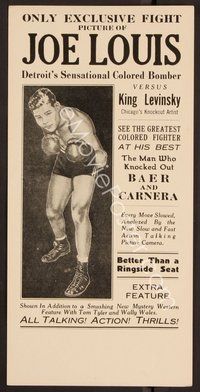 6z217 JOE LOUIS VS KING LEVINSKY herald '35 boxing, cool artwork of Joe!