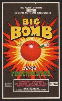 6z041 BIG BOMB SUPER FIRECRACKERS firecracker label '70s cool artwork!