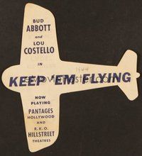 6z220 KEEP 'EM FLYING two-sided herald '41 Bud Abbott & Lou Costello, cool airplane design!