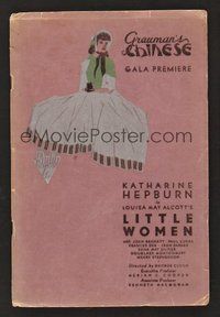 6z317 LITTLE WOMEN premiere program '33 Louisa May Alcott, George Cukor, Katharine Hepburn!