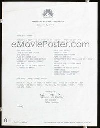 6z052 PARAMOUNT LETTER letter '73 Godfather, from Sales Manager in St Louis!