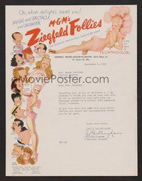 6z054 ZIEGFELD FOLLIES letter '45 great George Petty & Al Hirschfeld artwork!