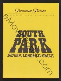 6z101 SOUTH PARK: BIGGER, LONGER & UNCUT promo book '99 Trey Parker & Matt Stone animated musical!
